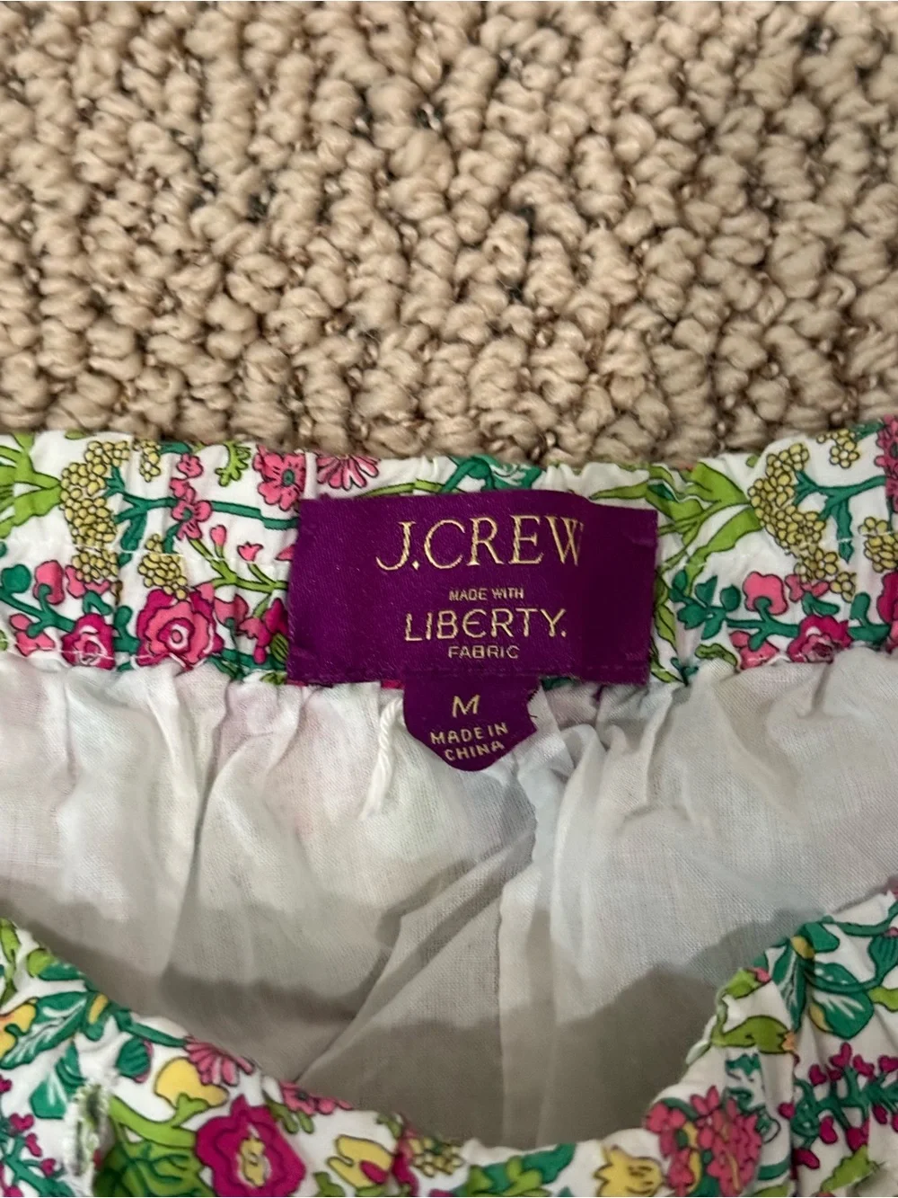J. Crew x Liberty London Floral Tiered Skater Mini Skirt in Pink, Green & Yellow